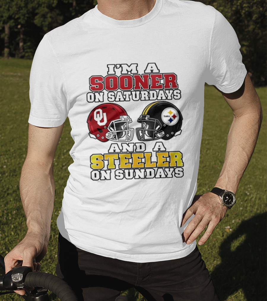 I'm A Sooner On Saturdays And A Steeler On Sundays 2 Helmet 2026 T-Shirt