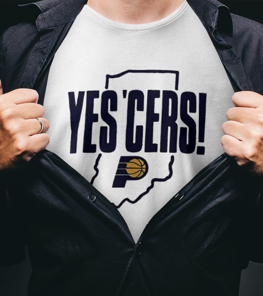 Indiana Pacers Yes'Cers Basketball Graphic With State T-Shirt