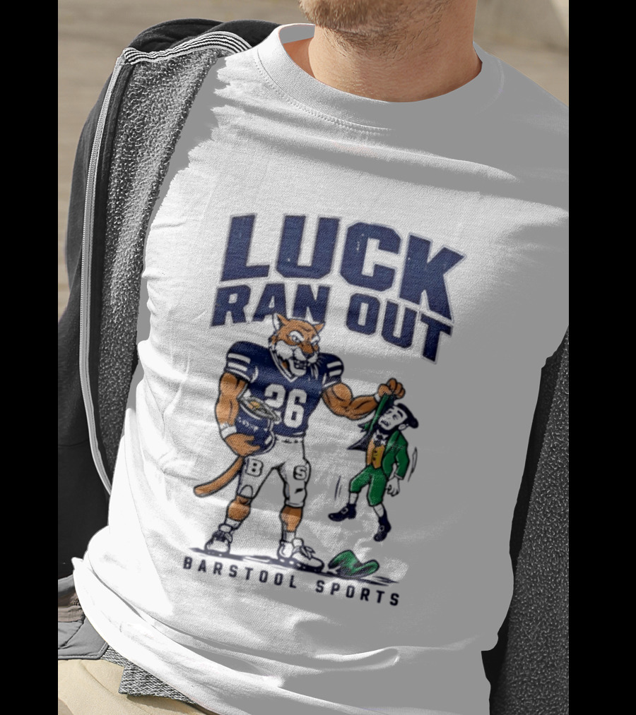 Luck Ran Out Barstool Sports Football Cat Vs Leprechaun T-Shirt
