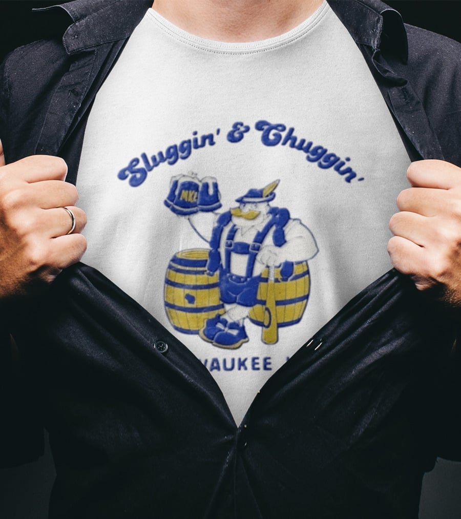 Milwaukee Sluggin' & Chuggin' MKE Beer Barrel Wisconsin T-Shirt