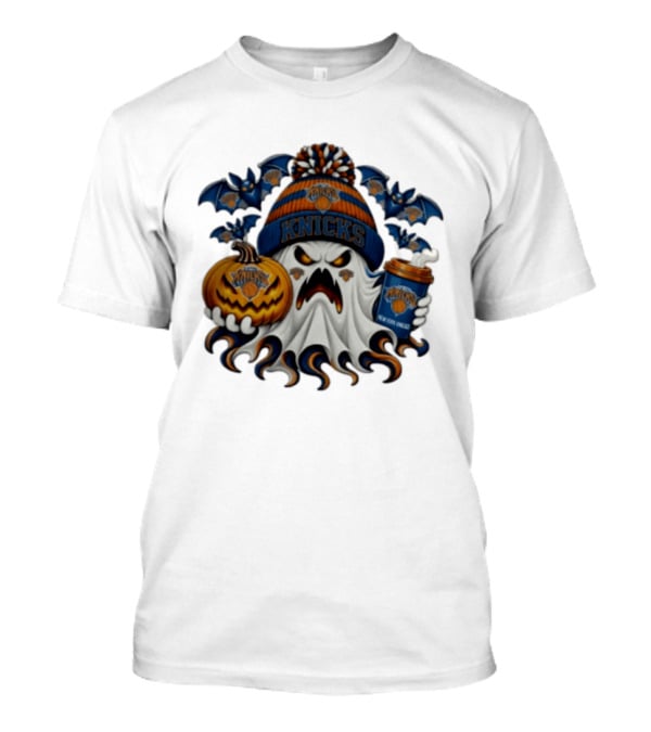 New York Knicks Ghost Pumpkin Coffee Halloween 2026 T-Shirt