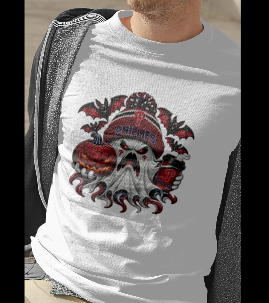 Philadelphia Phillies Halloween Ghost Coffee Pumpkin 2026 Spooky T-Shirt