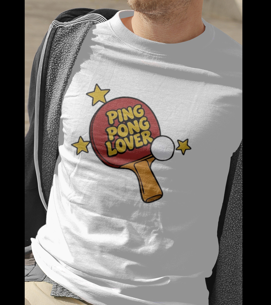 Ping Pong Lover Table Tennis Paddle Racket Stars T-Shirt