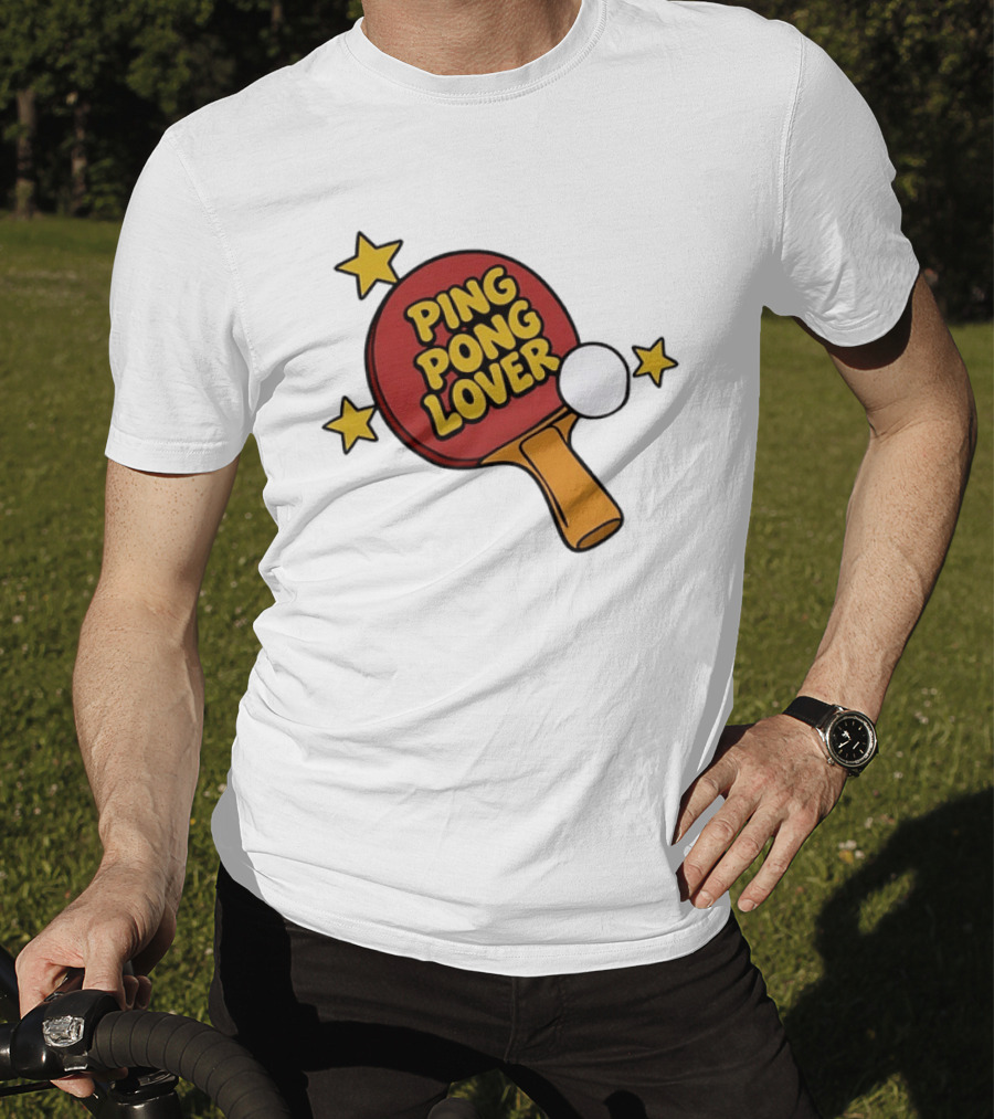 Ping Pong Lover Table Tennis Paddle Racket Stars T-Shirt