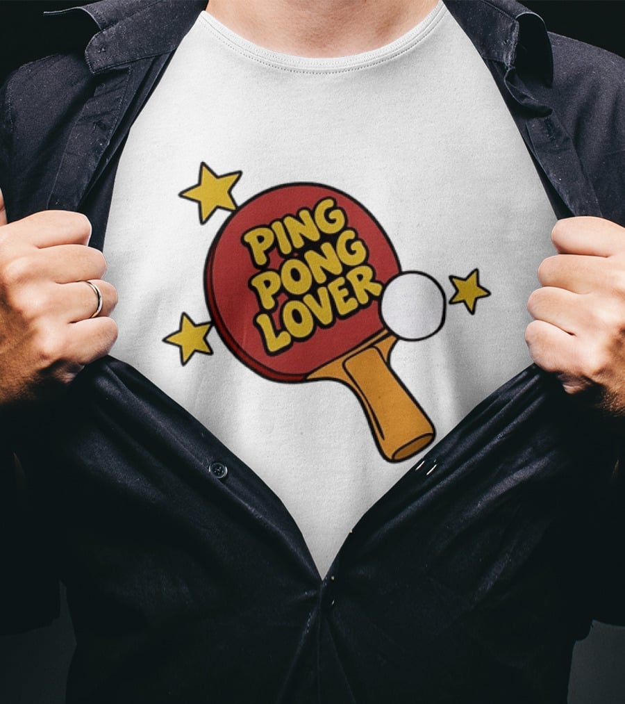 Ping Pong Lover Table Tennis Paddle Racket Stars T-Shirt