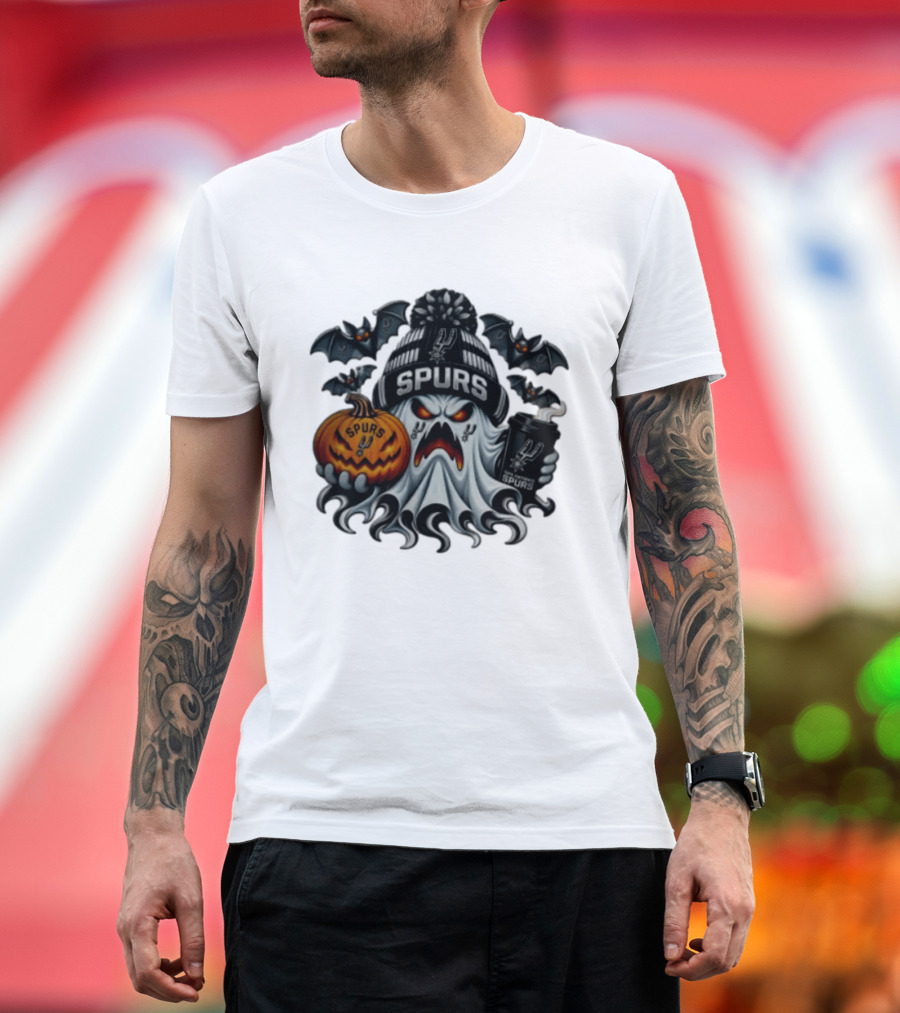 San Antonio Spurs Halloween Ghost Coffee Pumpkin Bats Spooky 2026 T-Shirt