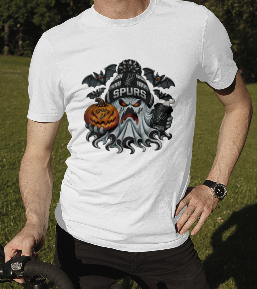 San Antonio Spurs Halloween Ghost Coffee Pumpkin Bats Spooky 2026 T-Shirt