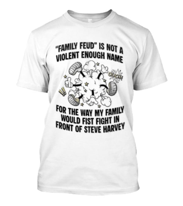 Steve Harvey Family Feud Cartoon Fight Cloud Throw Hands Ouch Strike Oof T-Shirt