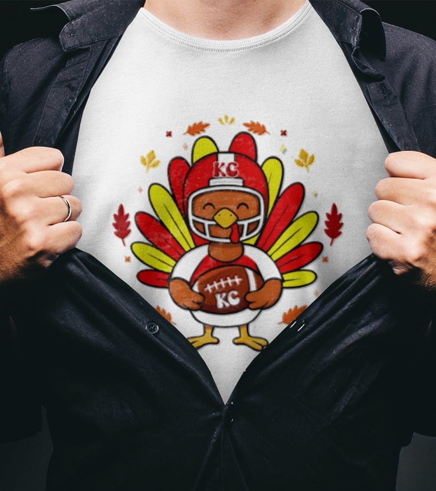 Turkey Football Touchdowns Kansas City Chiefs Thanksgiving T-Shirt