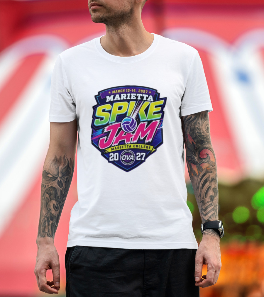 Marietta Spike Jam 2027 March 13 14 OVA Marietta College Volleyball Association T-Shirt