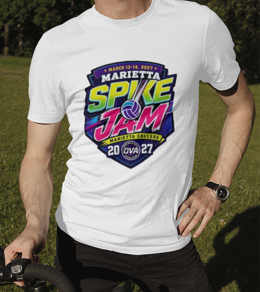Marietta Spike Jam 2027 March 13 14 OVA Marietta College Volleyball Association T-Shirt
