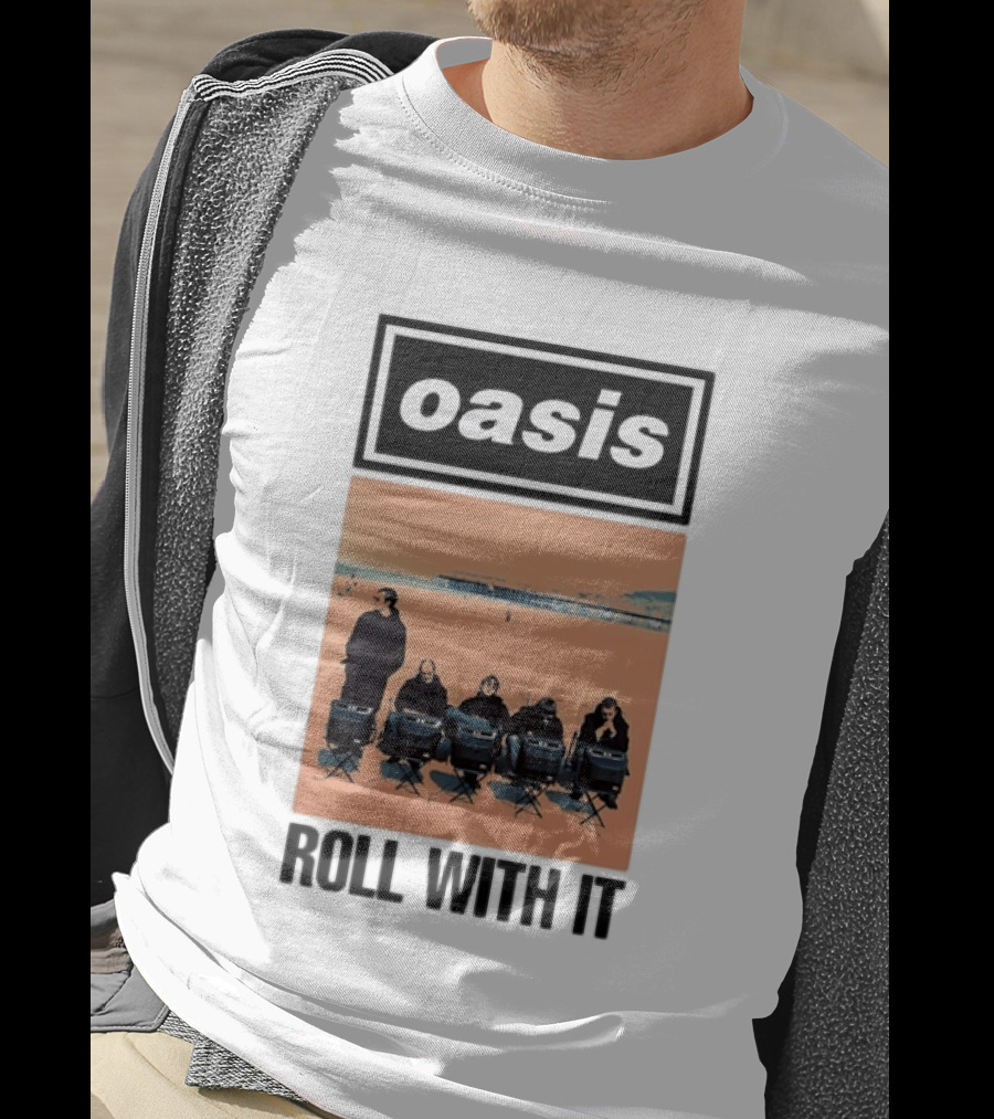 Oasis Roll With It Britpop Band Liam Gallagher T-Shirt