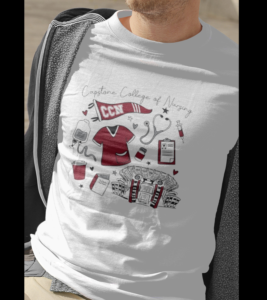Capstone College Of Nursing CCN Medical Student Essentials Stethoscope Scrubs Stadium T-Shirt