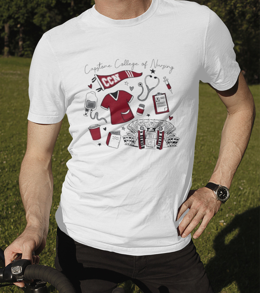 Capstone College Of Nursing CCN Medical Student Essentials Stethoscope Scrubs Stadium T-Shirt