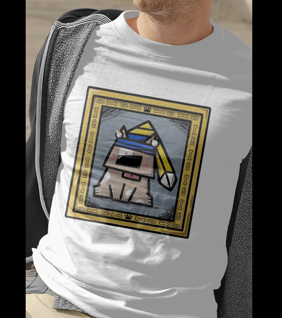 Cartoon Dog In A Bone Frame Puppy With Silly Hat T-Shirt
