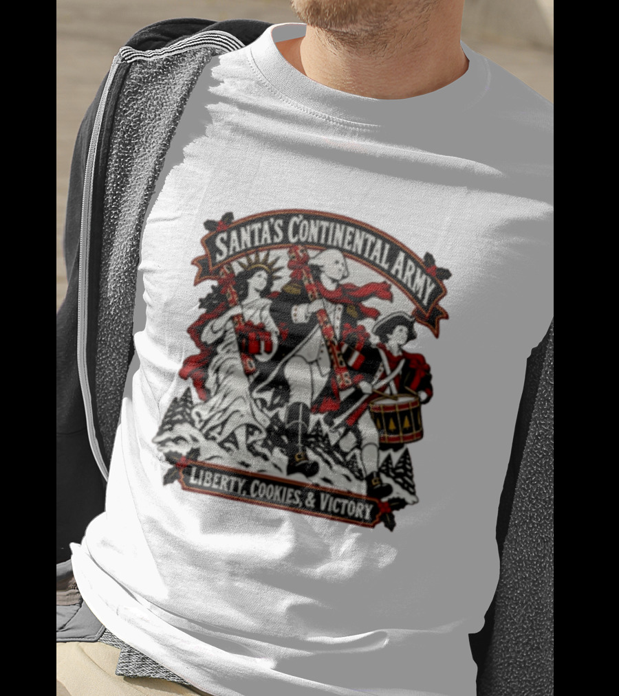 Santa's Continental Army Liberty Cookies And Victory T-Shirt
