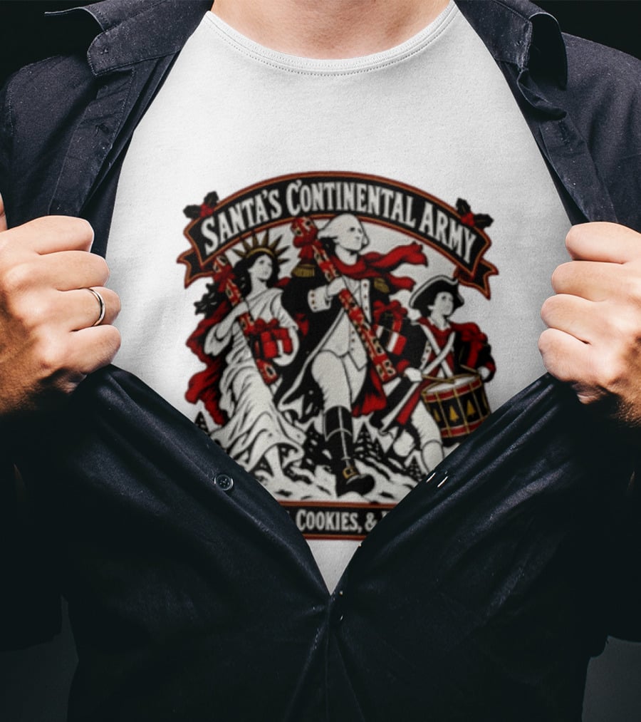 Santa's Continental Army Liberty Cookies And Victory T-Shirt