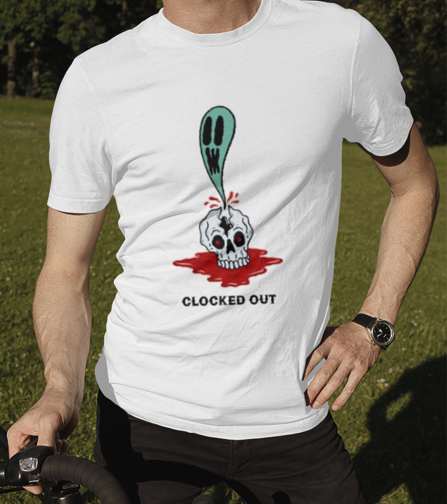 Ed Out Ghost Skull Death Spooky Work T-Shirt