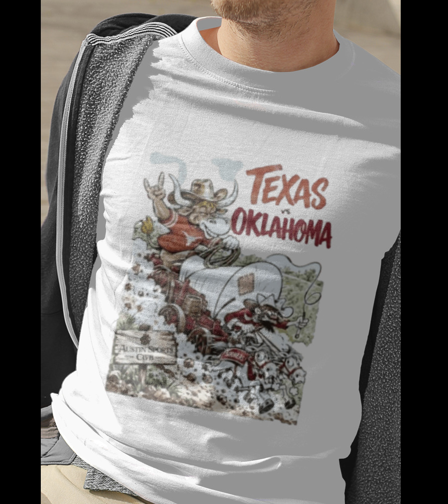 Texas Vs Oklahoma 1967 Longhorns Sooners Austin Sports Club Program T-Shirt