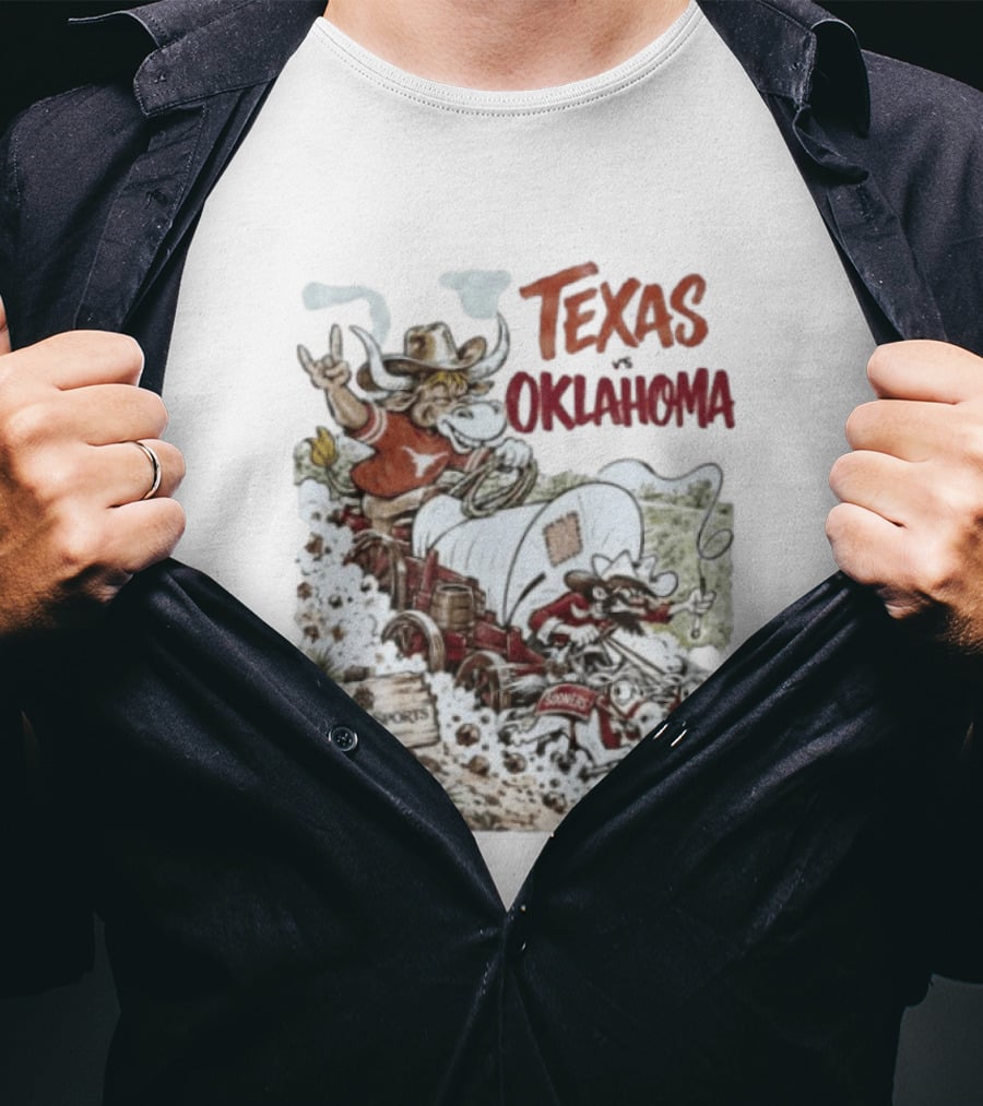 Texas Vs Oklahoma 1967 Longhorns Sooners Austin Sports Club Program T-Shirt