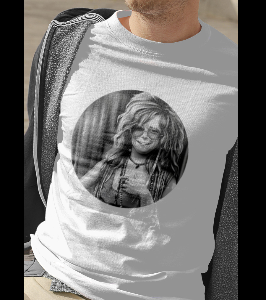 Janis Joplin Music Legend Iconic Black And White T-Shirt