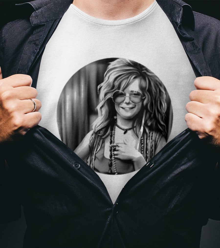 Janis Joplin Music Legend Iconic Black And White T-Shirt