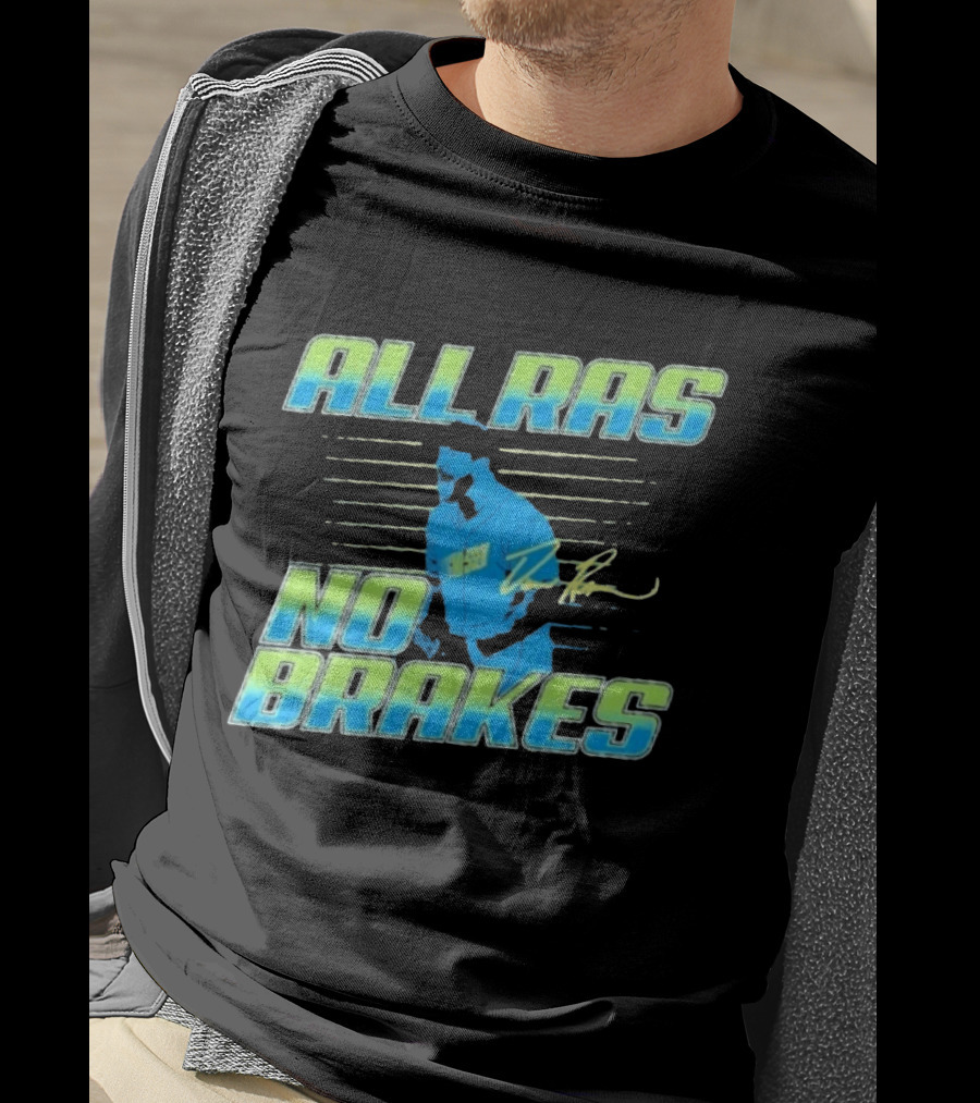 ALL RAS NO BRAKES Baseball Player Blue Neon Stripes Signature T-Shirt