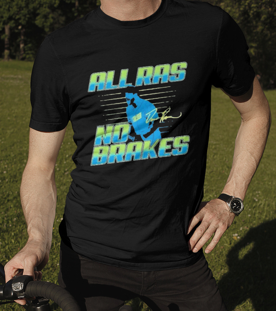 ALL RAS NO BRAKES Baseball Player Blue Neon Stripes Signature T-Shirt