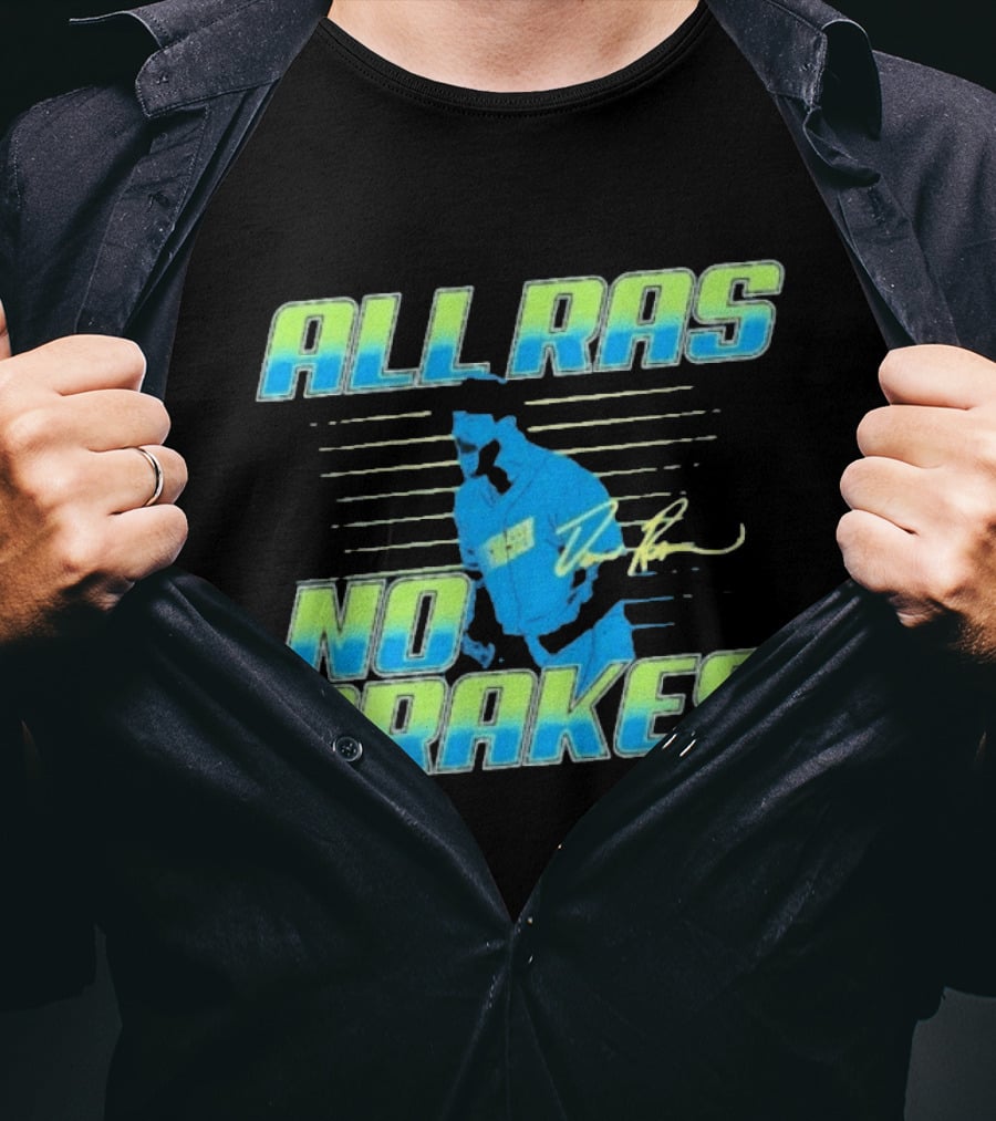 ALL RAS NO BRAKES Baseball Player Blue Neon Stripes Signature T-Shirt
