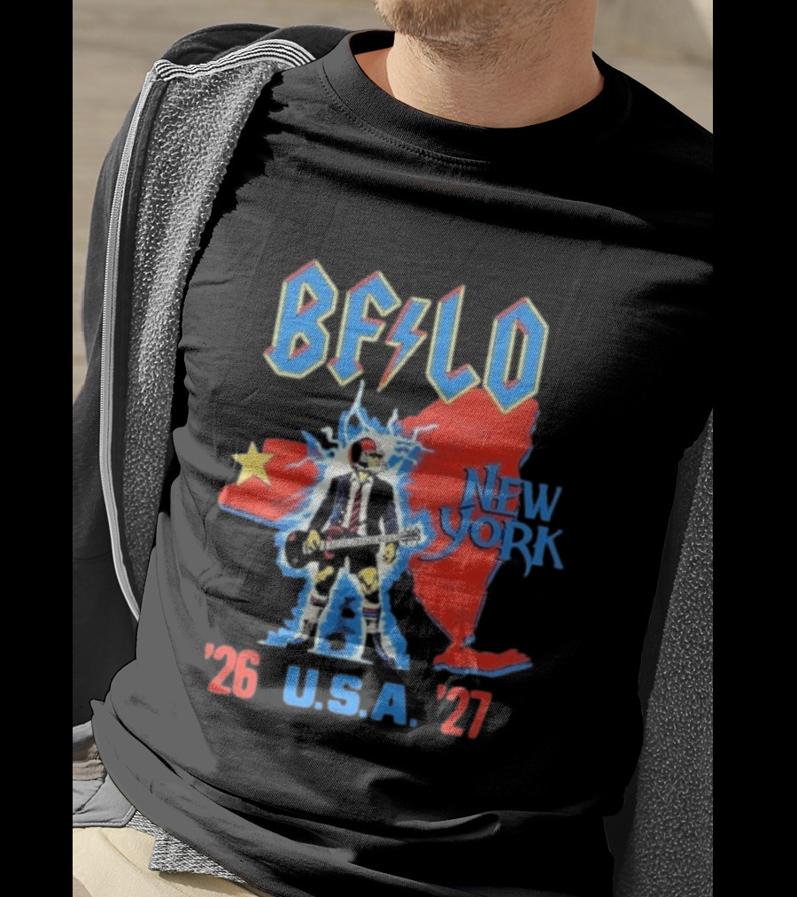 BFLO New York USA '26 '27 Tour Lightning Guitar Map T-Shirt
