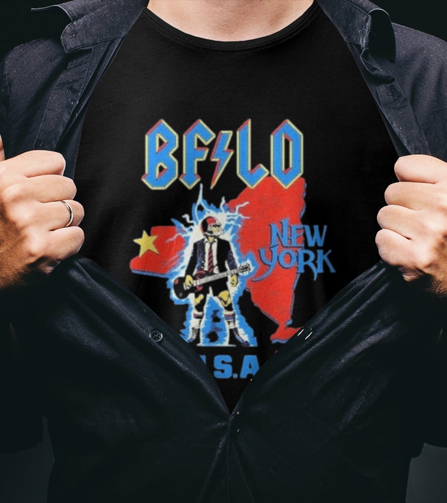 BFLO New York USA '26 '27 Tour Lightning Guitar Map T-Shirt