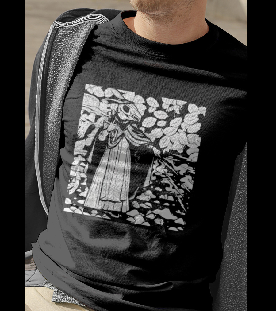 Dark Forest Mage Rabbit Skull With Lightning T-Shirt