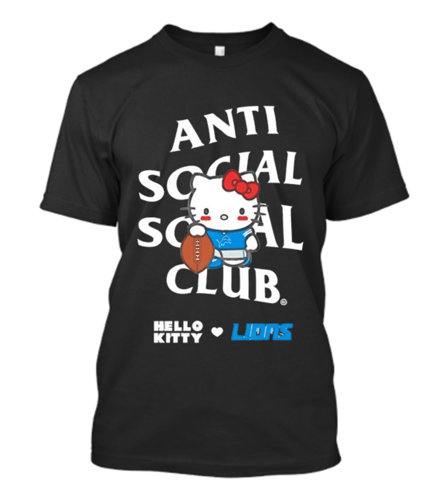 Anti Social Social Club Hello Kitty Detroit Lions Collaboration T-Shirt