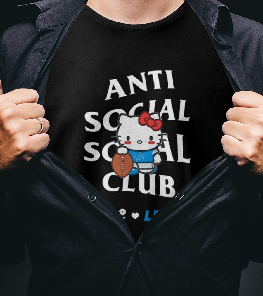 Anti Social Social Club Hello Kitty Detroit Lions Collaboration T-Shirt