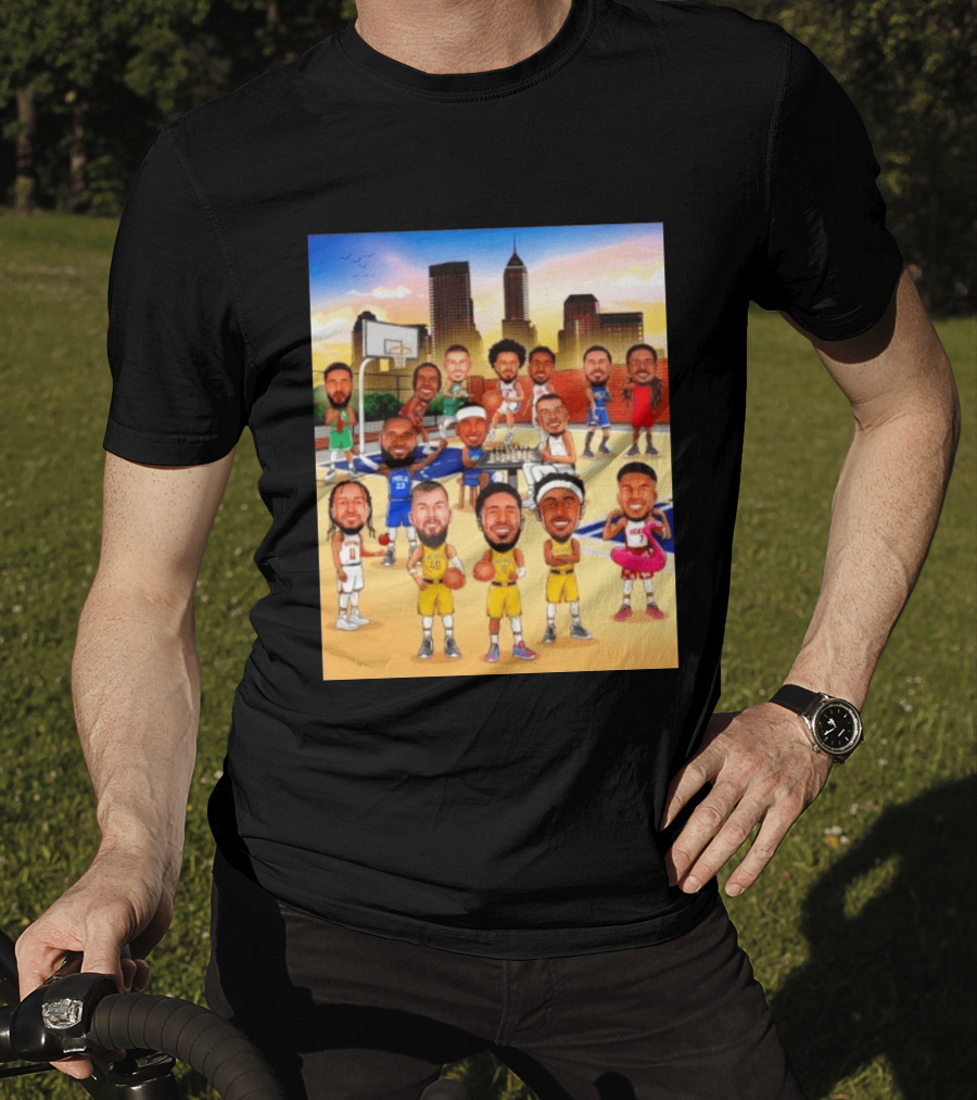 Indiana Pacers NBA Caricature Players Skyline T-Shirt