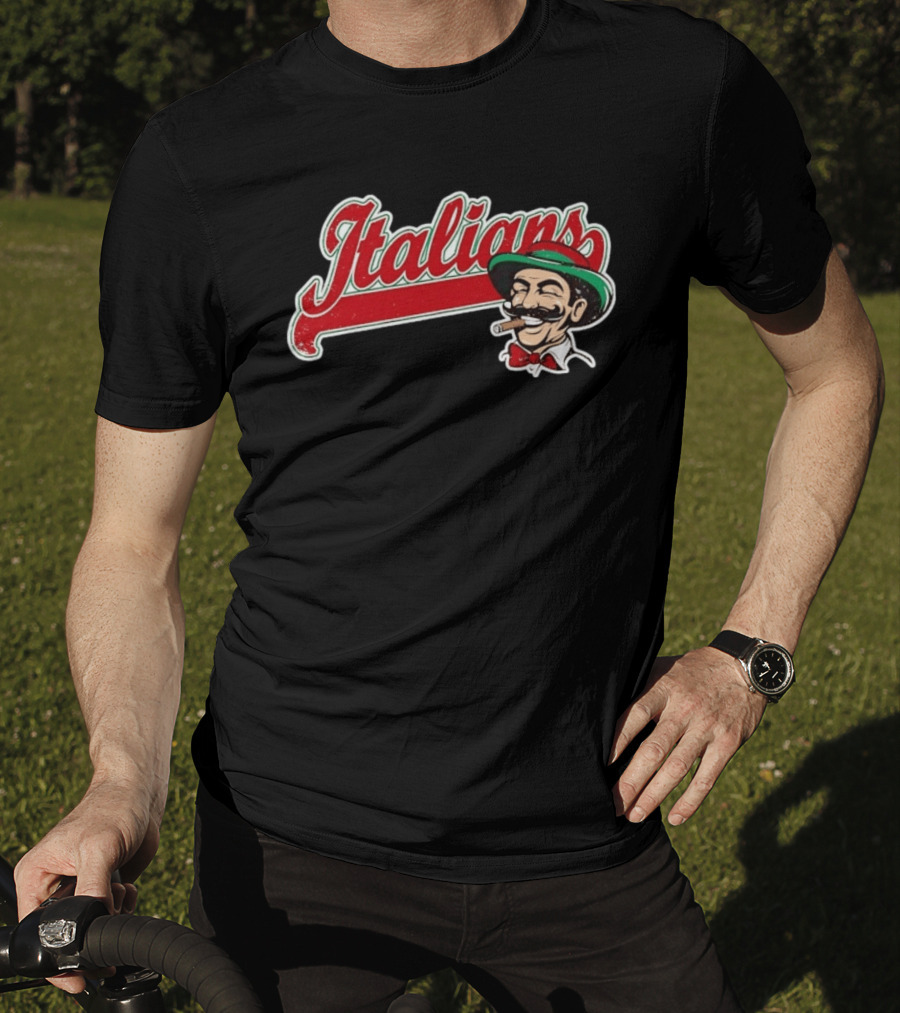 Italians Distressed Heritage Mustache Cigar Bow Tie T-Shirt