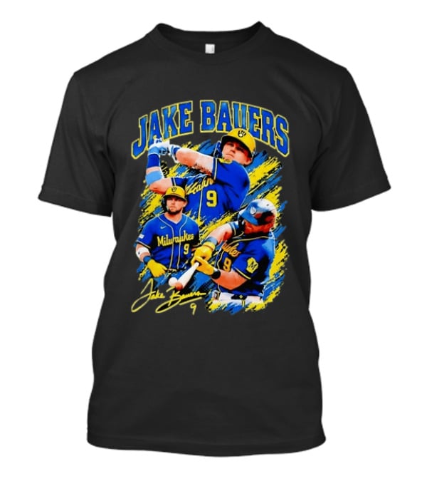 Milwaukee Brewers Jake Bauers Number 9 Signature Baseball T-Shirt