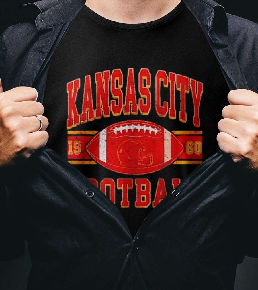 Kansas City Chiefs 1960 Distressed Football T-Shirt