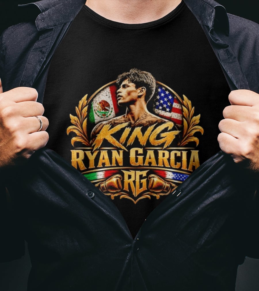 King Ryan Garcia RG Boxing Boxer Mexican American Flags T-Shirt