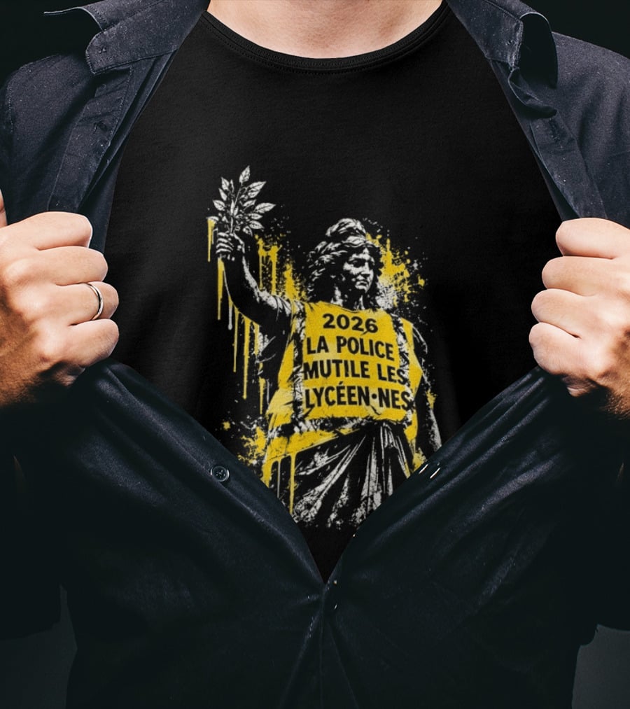 2026 La Police Mutile Les Lycéennes Statue Graphic Protest T-Shirt