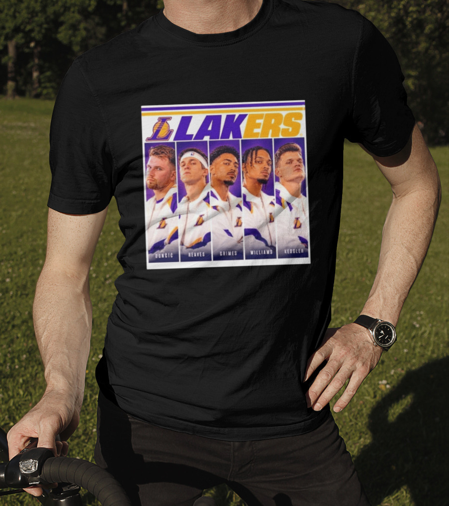 Lakers NBA Stars Collage Luka Dončić Austin Reaves Quentin Grimes Jalen Williams Walker Kessler T-Shirt
