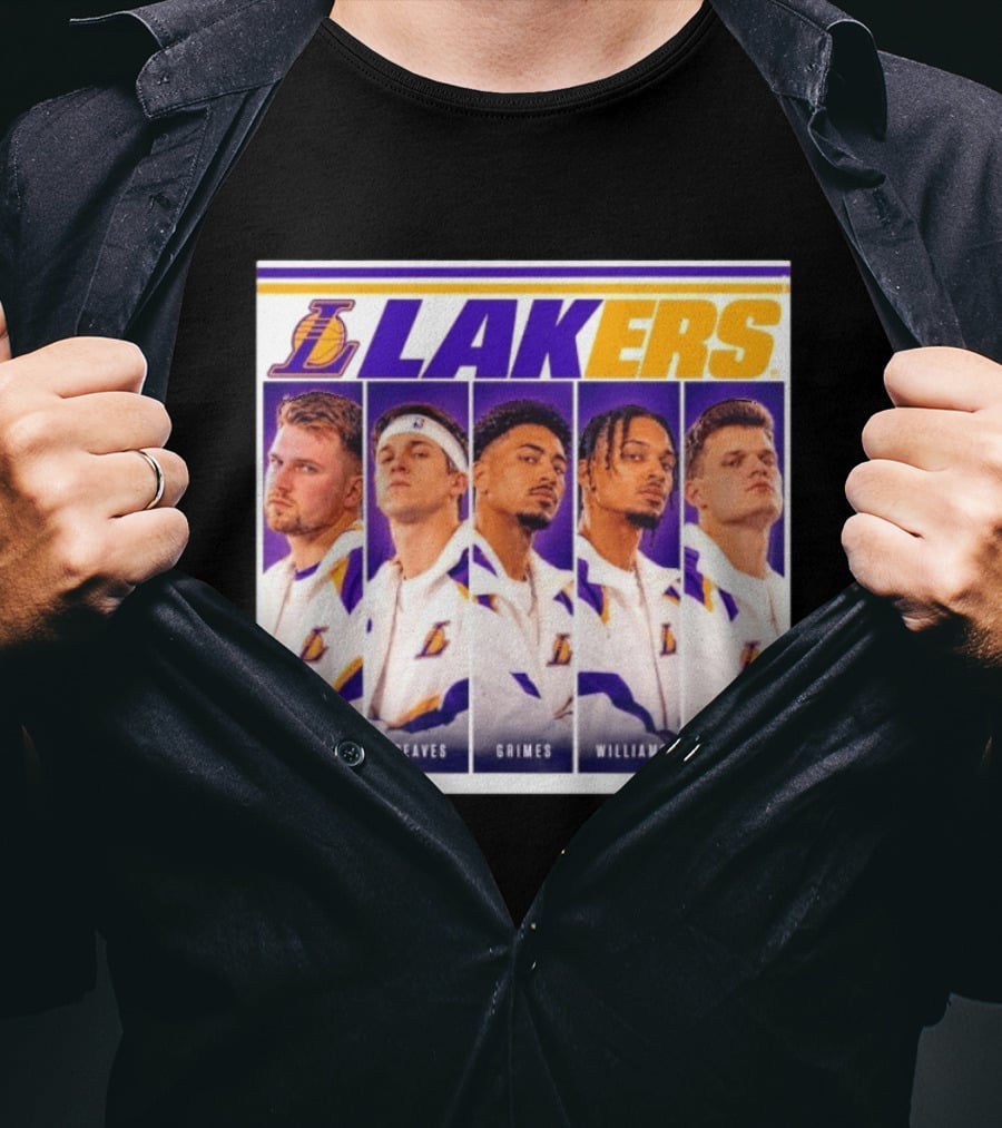 Lakers NBA Stars Collage Luka Dončić Austin Reaves Quentin Grimes Jalen Williams Walker Kessler T-Shirt