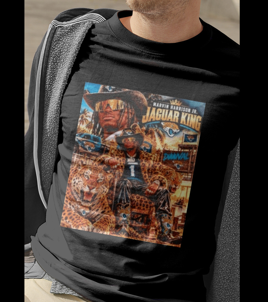 Marvin Harrison Jr Jaguar King Jacksonville Jaguars No 1 Jaguar Football Champion T-Shirt