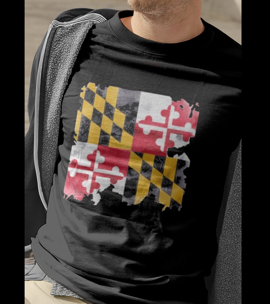 Maryland Distressed Flag Casual Summer Look T-Shirt