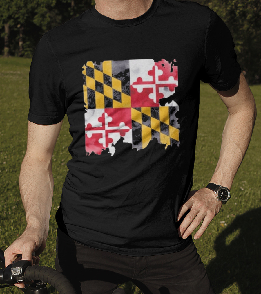 Maryland Distressed Flag Casual Summer Look T-Shirt