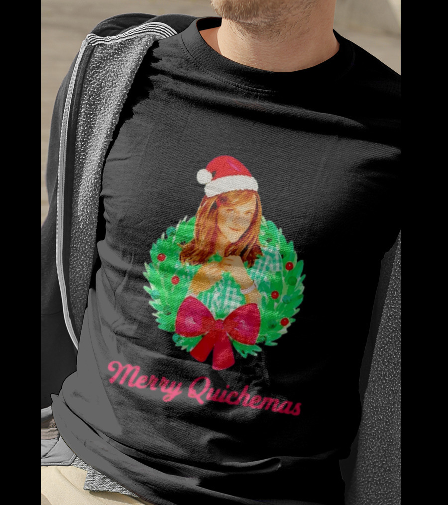 Merry Quichemas Santa Hat Wreath Gilmore Girls Christmas T-Shirt