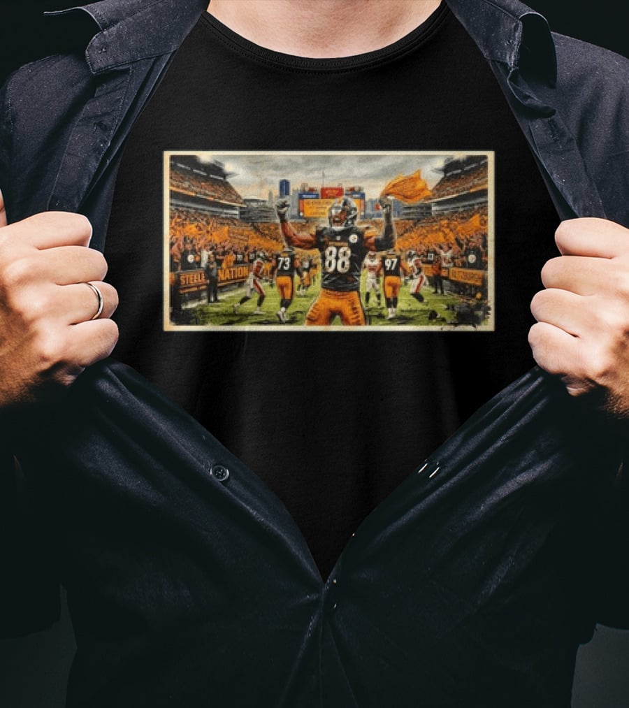Pittsburgh Steelers No 88 Celebrates In Heinz Field With Terrible Towel And Blitzburgh Energy T-Shirt