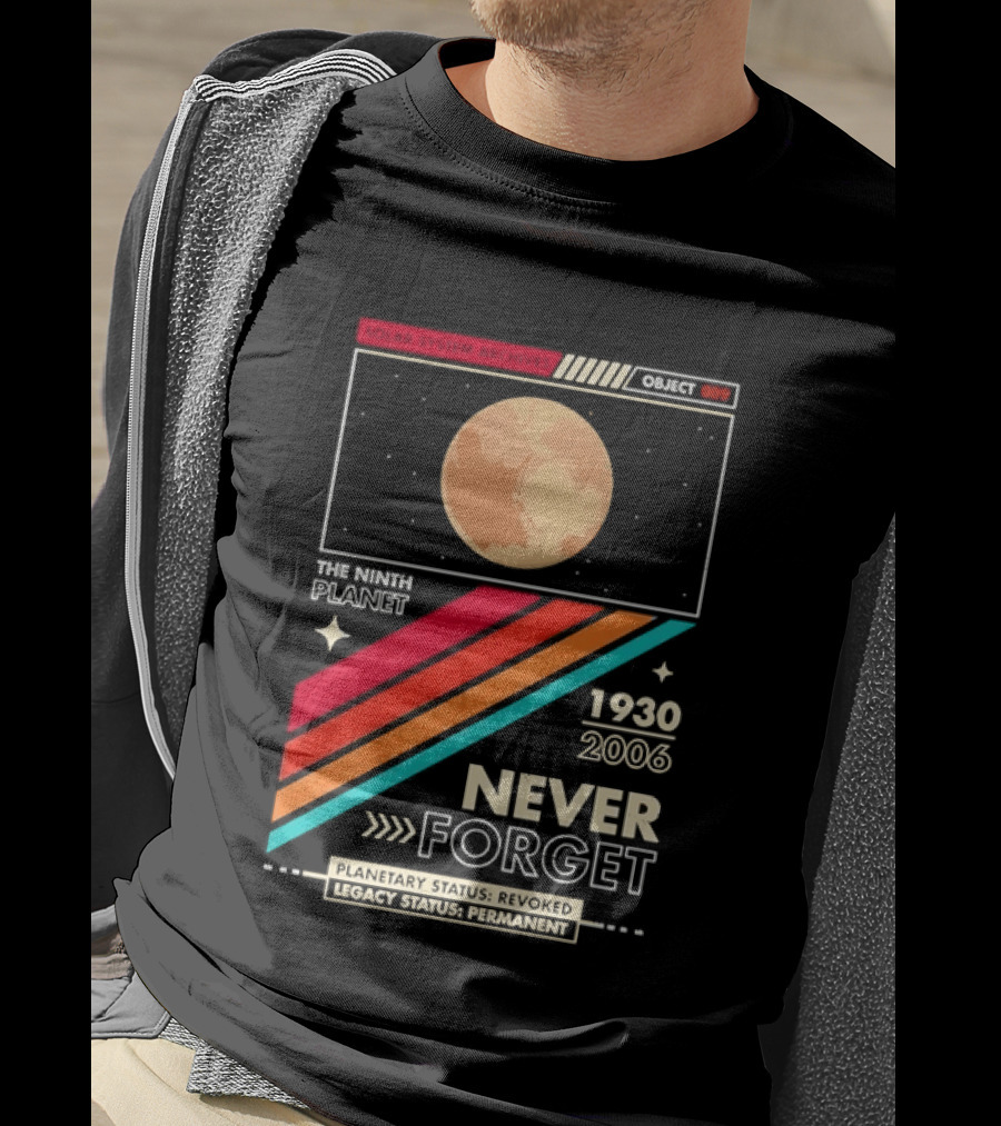 Pluto The Ninth Planet 1930 2006 Never Forget Retro Astronomy T-Shirt