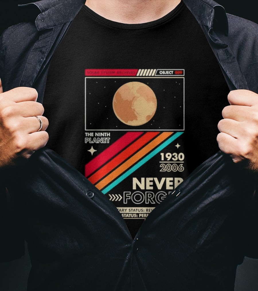 Pluto The Ninth Planet 1930 2006 Never Forget Retro Astronomy T-Shirt