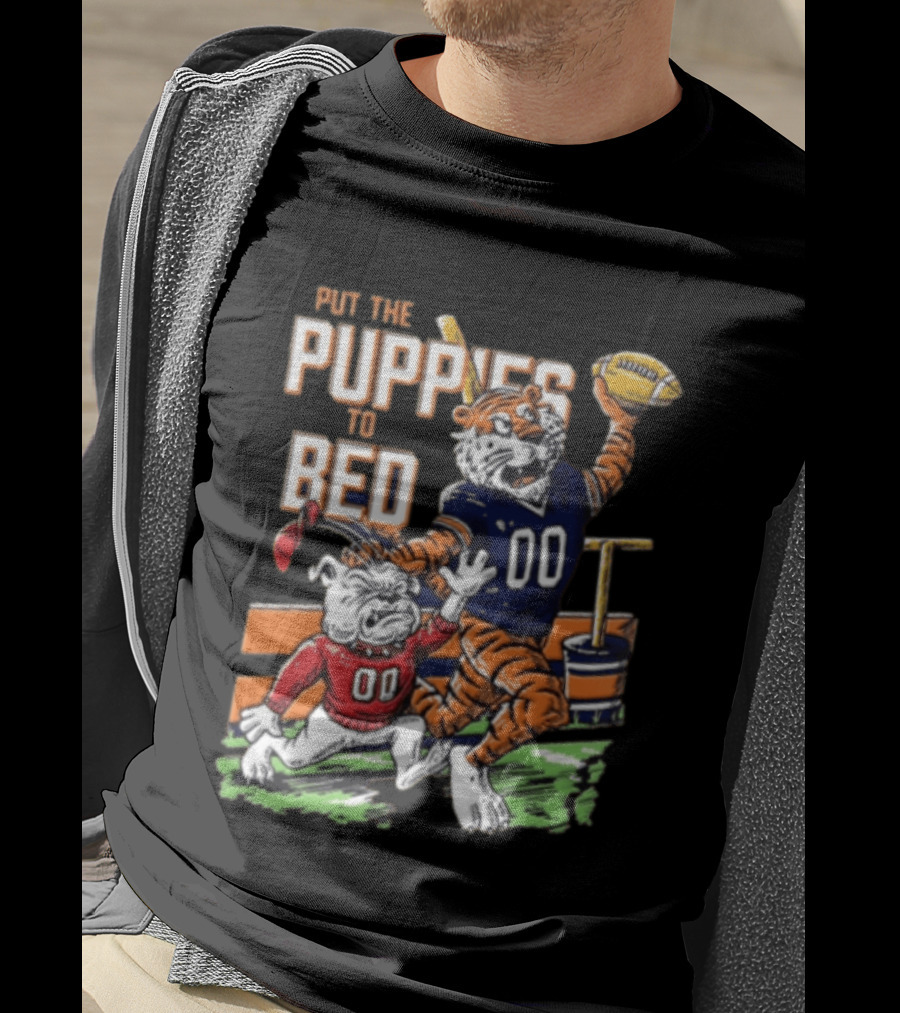 Put The Puppies To Bed Tiger Football T-Shirt